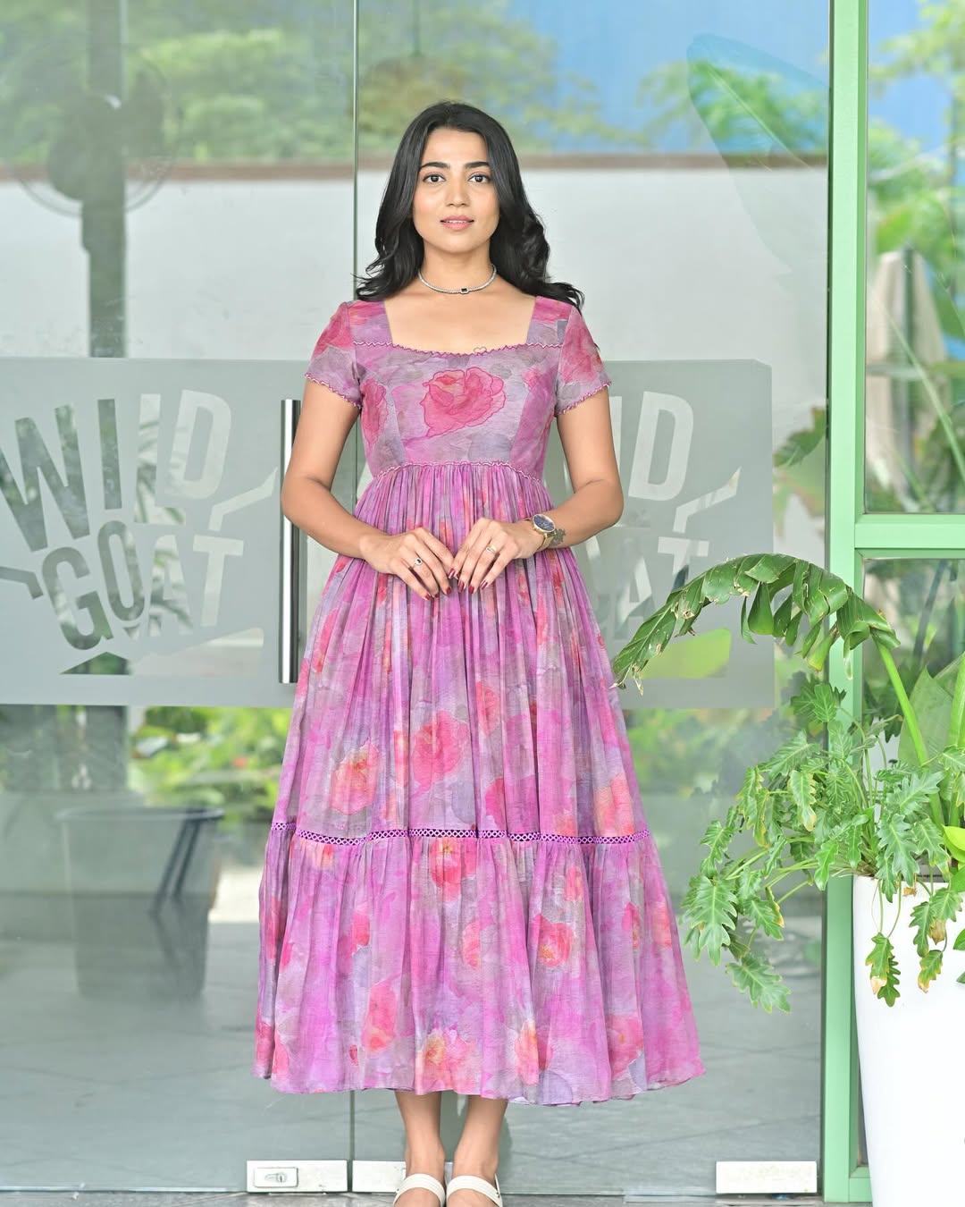 Lavender Rose Hand-Painted Dress